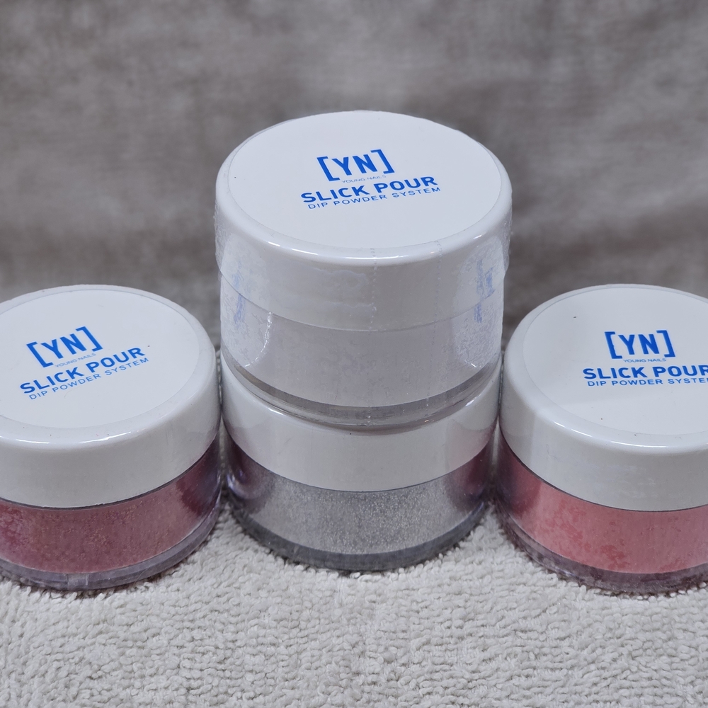 [YN] Slick Pour Dip Powder Set — Pink, Silver, White